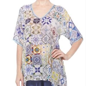 Johnny Was Mosaic-Printed Georgette Tunic Size S
